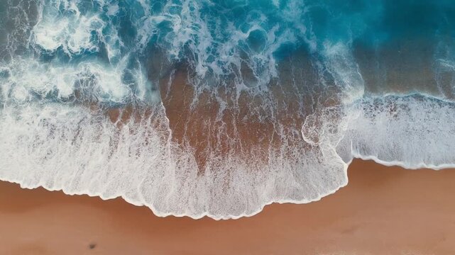 Breathtaking views of waves crashing on a sandy beach at sunset