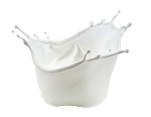 A dynamic splash of white liquid frozen in motion