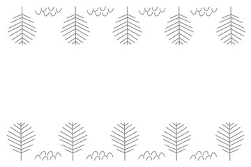 Horizontal frame for congratulations or advertising text. Trees without leaves and bumps. Forest landscape. Autumn or winter. Flat vector design.