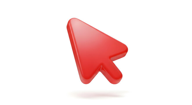 Click here now with this vibrant red arrow pointer, perfect for UI design and web development projects today