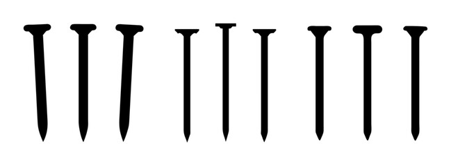 Black nails vector art illustration construction hardware carpentry metalwork fastener design element