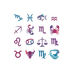 Zodiac astrology signs beautifully arranged against a white background for modern horoscope designs