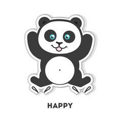 Cute cartoon panda jumping with joy and excitement, celebrating happiness and fun