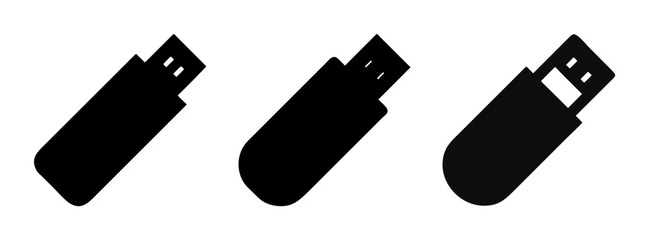 Download file usb flash drive memory stick storage device portable data transfer black icon vector illustration