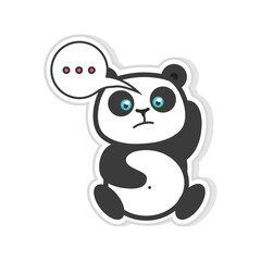 Vector Illustration of a Panda Bear Thinking with a Thought Bubble and Dots, Expressing Confusion or Contemplation
