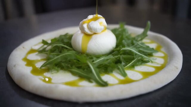 Pizza Bianca mit Burrata und Rucola