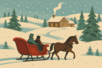 Obraz premium No ride cyrillic vector icon chimney vintage speech sleigh characters typography textured