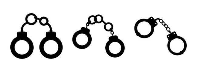 Handcuffs vector illustration: police handcuffs, metal handcuffs, criminal justice handcuffs design