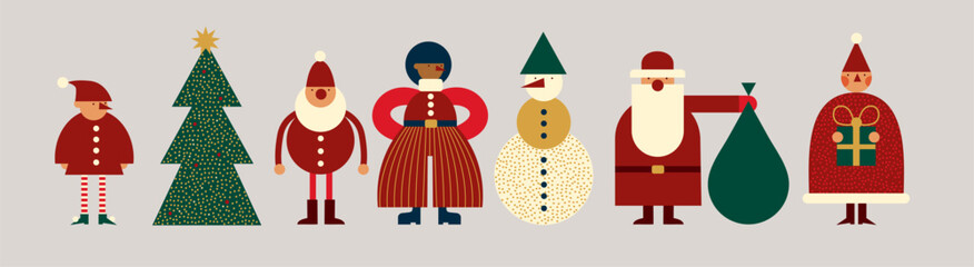 Christmas character set modern decorative style