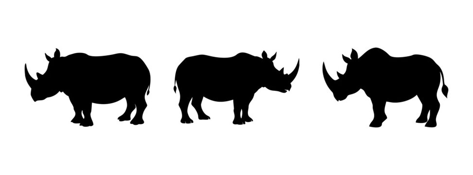 Black rhino silhouette vector art illustration african wildlife endangered species conservation design animal