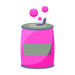 Vibrant pink beverage can with bubbles, a refreshing symbol of enjoyment and sweet refreshment