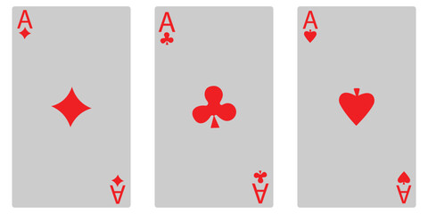 Playing Cards Vector Icon Set – Full Deck of Hearts, Diamonds, Clubs & Spades, Game Symbols and Suits Collection
