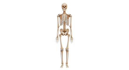Isolated Human Skeleton anatomical medical educational chart standing bones Halloween spooky dead