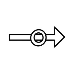 Simple arrow icon with a circle in the middle, representing direction or progress