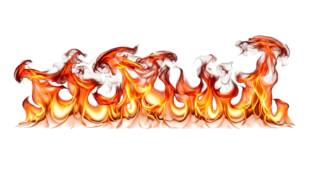 Intense realistic fire flames against black background
