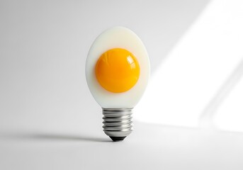 Creative idea concept with light bulb made from egg