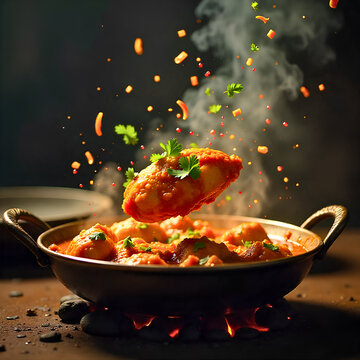 Chicken karahi with coriender