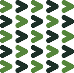 Abstract geometric pattern of repeating green arrows on a light background