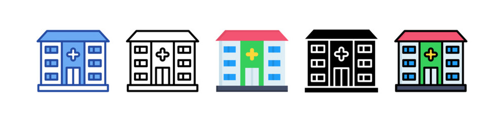 Hospital Icon Multi Style Illustration