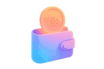 Coral cashback soft icon depth violet transparency blue coin pink glowing vector