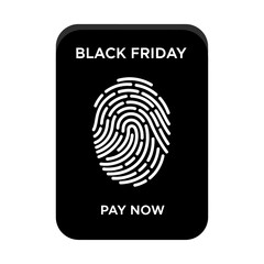 Single Vector Icons of Black Friday Fingerprint Payment Icon for Online Shopping and Security. EPS Editable