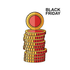 Single Vector Icons of Black Friday Sale Stack of Coins for Financial Deals and Discounts. EPS Editable