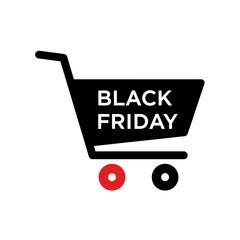 Single Vector Icons of Black Friday Shopping Cart Icon with Sale Promotion. EPS Editable