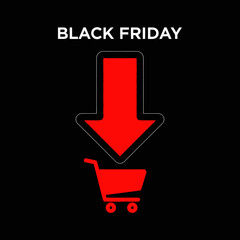 Single Vector Icons of Black Friday Shopping Cart Down Arrow Icon. EPS Editable