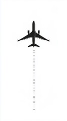 Airplane Flying High With a Trail Connecting to a Small Object Below in Clear Sky.