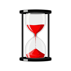 Single Vector Icons of Classic Hourglass with Red Sand Flowing. EPS Editable