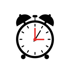 Single Vector Icons of Classic Alarm Clock With Red Hands Showing Time. EPS Editable