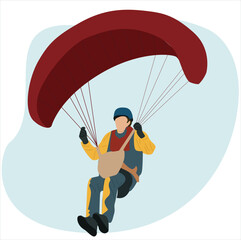 Extreme sportsman enjoying parachuting illustration, dangerous hobby concept. people paragliding