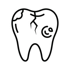 Cracked tooth icon with decay and fracture lines