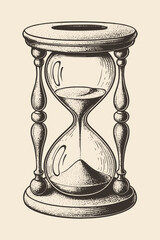 Detailed hand-drawn hourglass vector in classic engraving style. Suitable for tattoo design, posters, or time-themed artworks.
