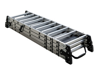 Silver folding ladder isolated on transparent background