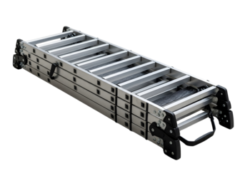 Silver folding ladder isolated on transparent background