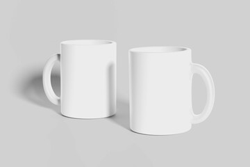 Blank mug mockup isolated on white 3D rendering