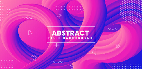 Colorful 3d fluid shape gradient abstract background vector. Smooth glossy curves with satin shine and glow for modern innovation and science projects.