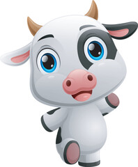Cute cow cartoon on white background