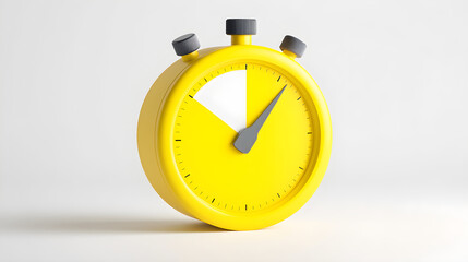 Yellow stopwatch with gray buttons displaying time on a clean white background for design purposes