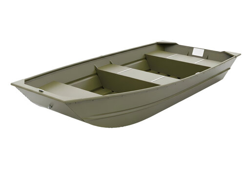 Green aluminum jon boat isolated on transparent background