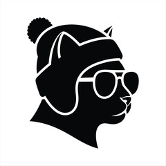 Corgi with winter hat and sunglasses  Vector illustration design