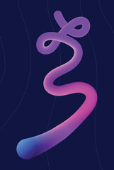 Fototapeta premium Abstract gradient worm on dark background with vibrant purple and pink hues