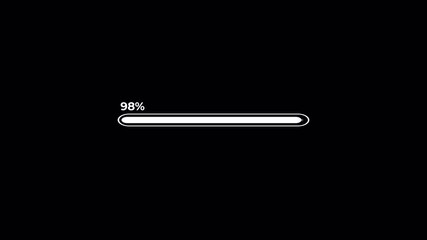 Progress loading bar animation on a transparent background in 4k, progress bar animation from 0% to 100%, Loading bar animated with alpha channel.	