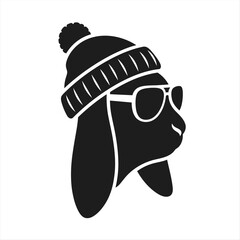 Obraz premium Llama with winter hat and sunglasses Vector illustration design 