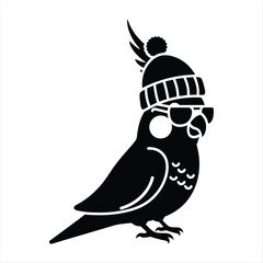 Parrot with winter hat and sunglasses  Vector illustration design