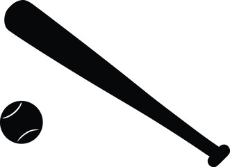 Baseball sport equipment silhouette graphic, vector symbol for baseball games or leagues.