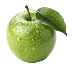 Fresh Green Apple with Water Droplets – Healthy Fruit Produce on transparent background