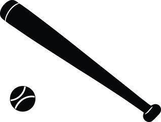 Baseball bat and ball vector icon, simple symbol for sports and recreation projects