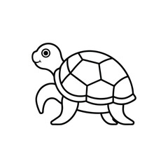 Cute cartoon turtle outline isolated on white background

